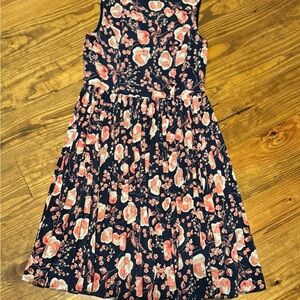 Adrianna Papell Floral Dress - Navy and Coral, 6